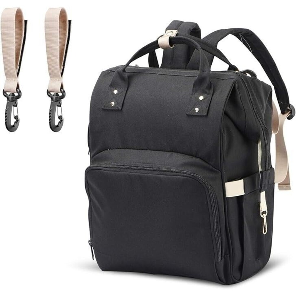 Mommy Diaper Bag Backpack Multifunctional Waterproof Big Capacity - Black